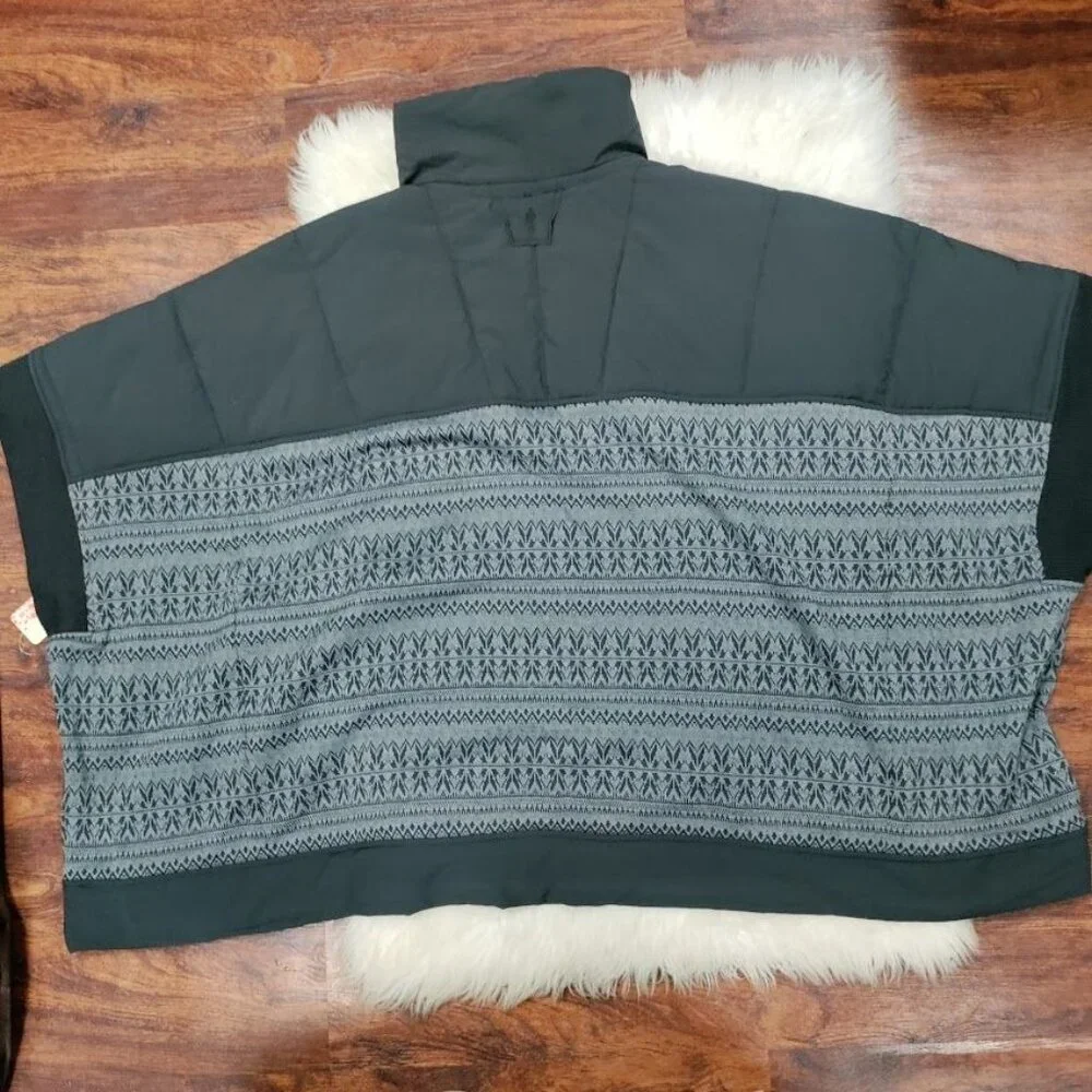NWT Free People Womens L Movement Heritage Oversized Pullover Poncho Black/Grey - Picture 3 of 10
